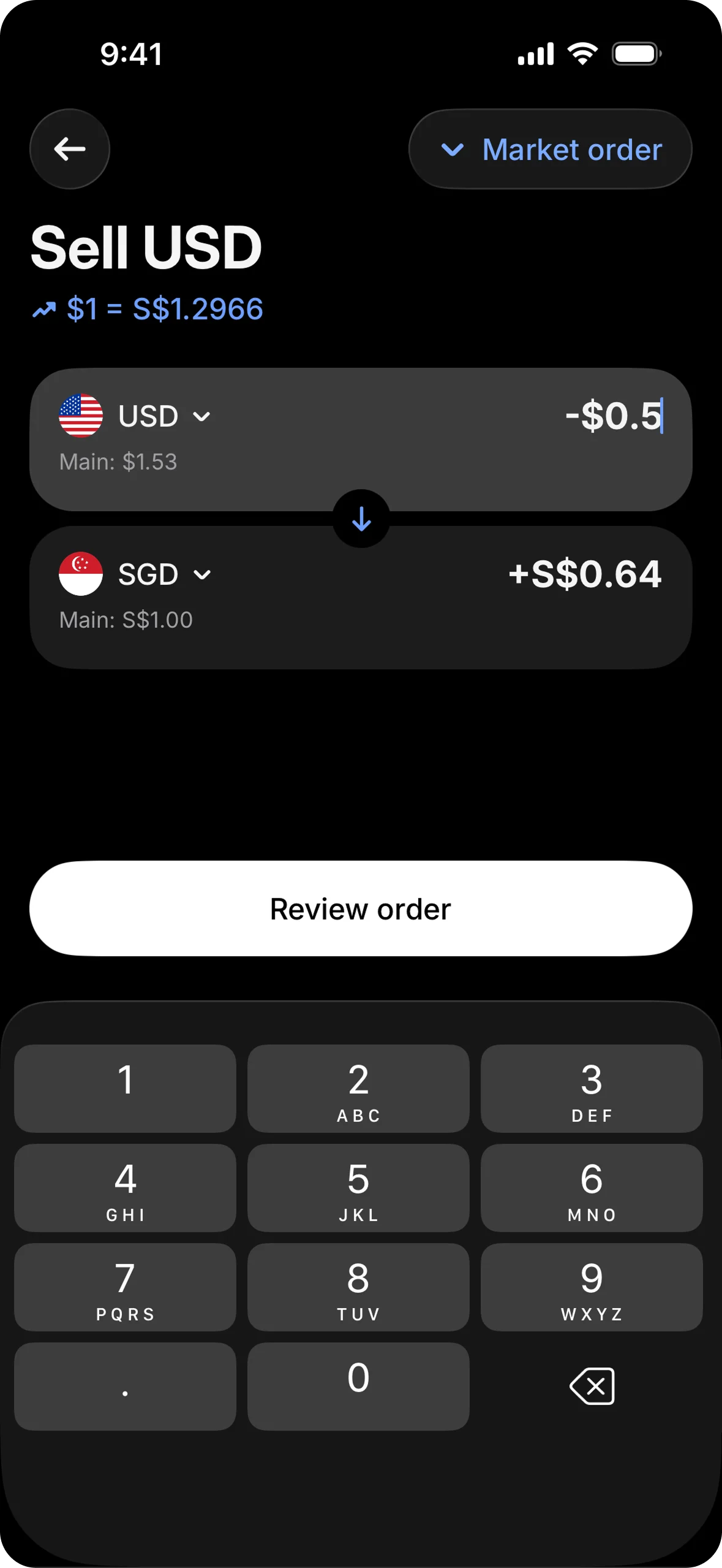 Sell currency